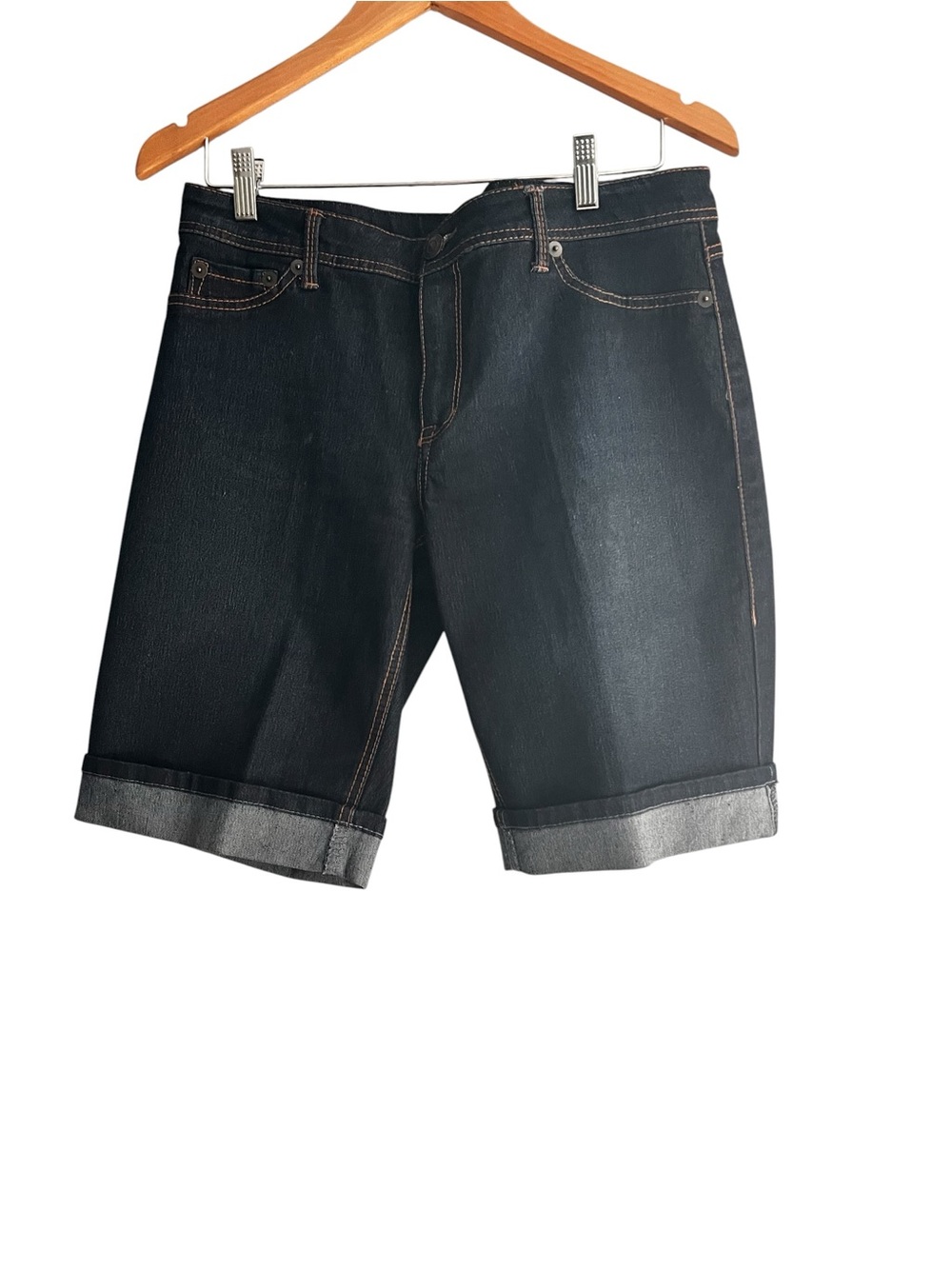 a.n.a Dark Blue Denim Cuffed Jean Shorts
